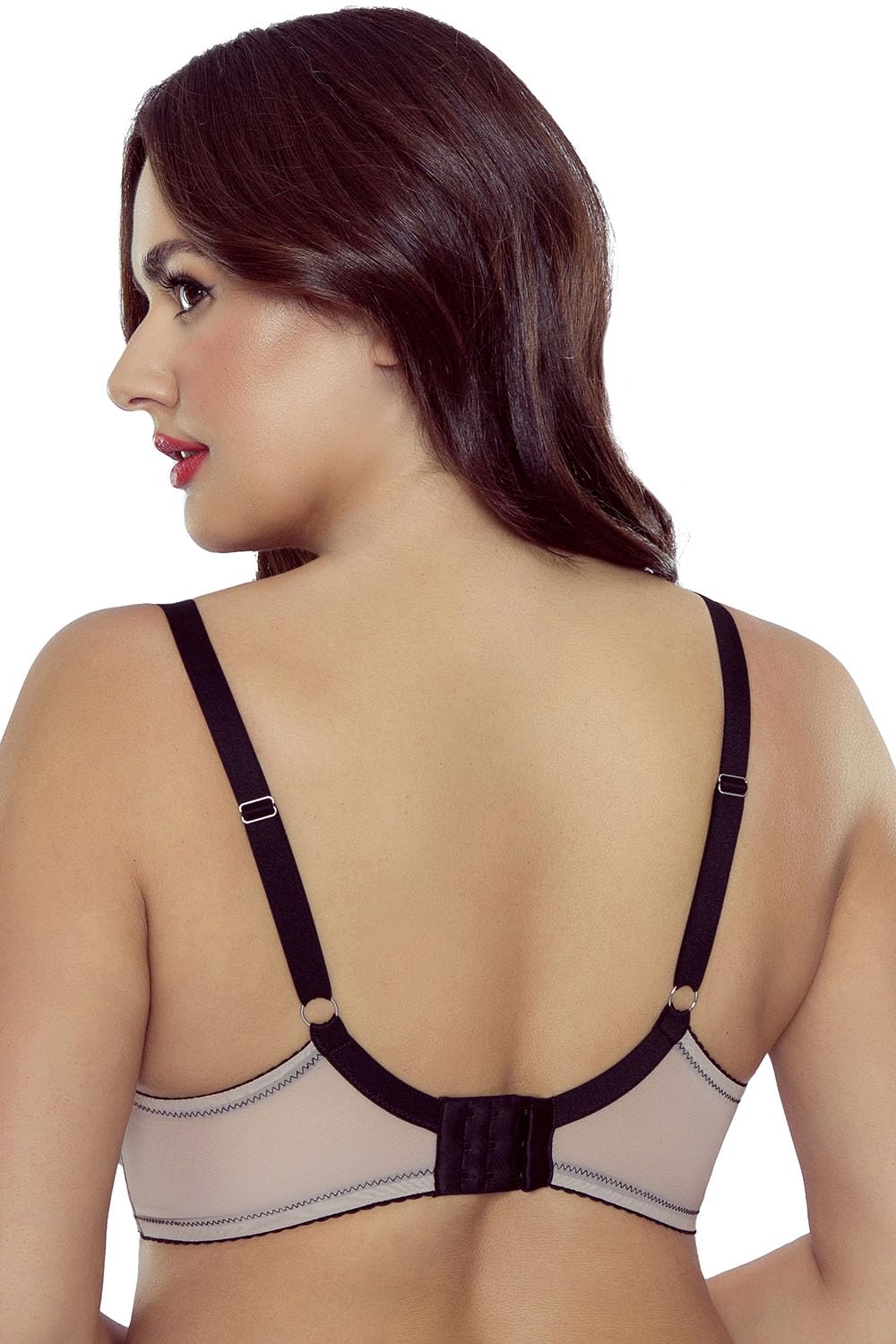 Vivisence Da Donna Reggiseno Elegante Morbido Decorato con Ricami Neri Sostegno con Ferretti E Spalline Regolabili Non Staccabili Chiusura A Gancetti