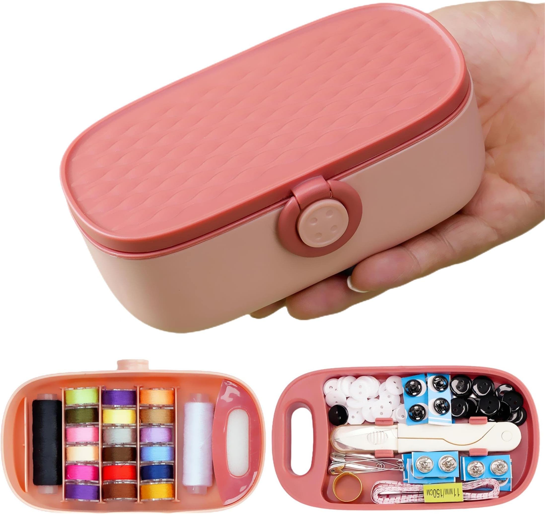 FKOG Red Sewing Project Kit, Travel Family Sewing Kit 140 Pcs Sewing Thread Accessories DIY Supplies Repair Kit Sewing Supplies Organizer for Adults Kids(Red)