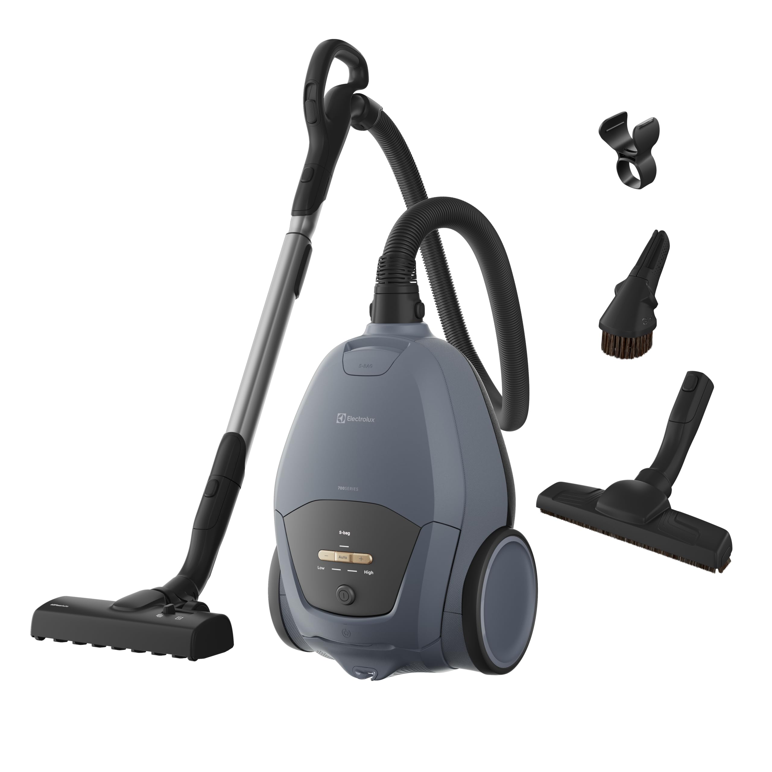 Electrolux 700 Aspiradora silenciosa con Bolsa, EB71U2LDB, Ultra silenciosa, 59 dB, AllFloor Auto para Todos los Suelos, Filtro de higiene E12, Lavable, Rango de acción de 12 m, 3,5 l, Denim Azul | Serie 700 con bolsa, 59 dB(A), PureSound+, modo automátic