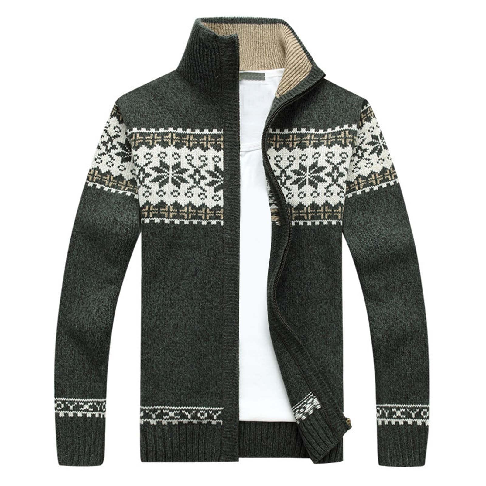 Uomo Felpa Cappotto Imbottito Tops con Cerniera Lavorato A Maglia Maglione Stand Colletto con 2 Tasche Caldo Maniche Lunghe Calda Casual Cappotti Inverno Manica Lunga Invernale