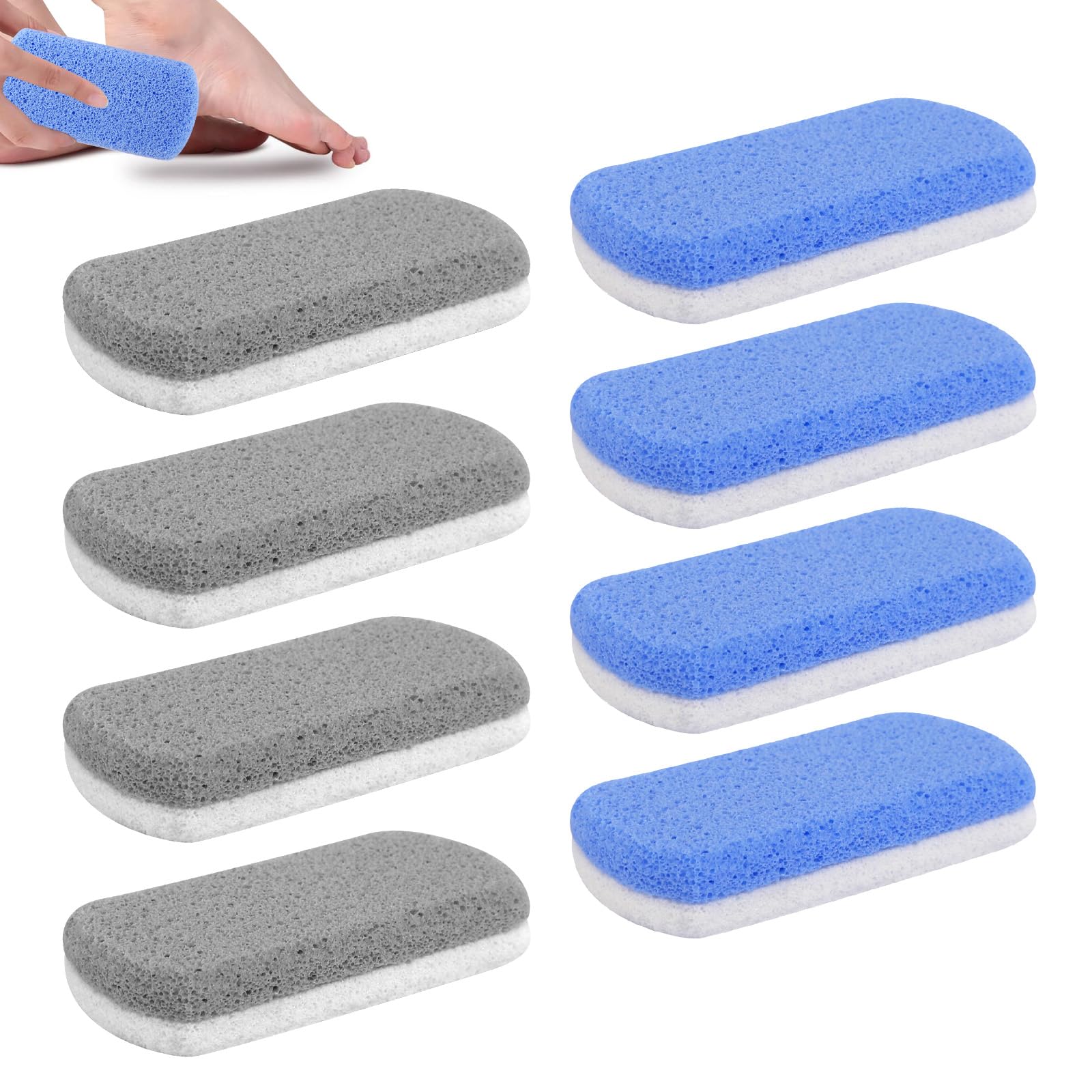 Piedra pómez para el cuidado de los pies, 8 unidades, piedra pómez de doble cara, para pies y cuerpo, eliminación de piel muerta, callos y cutículas