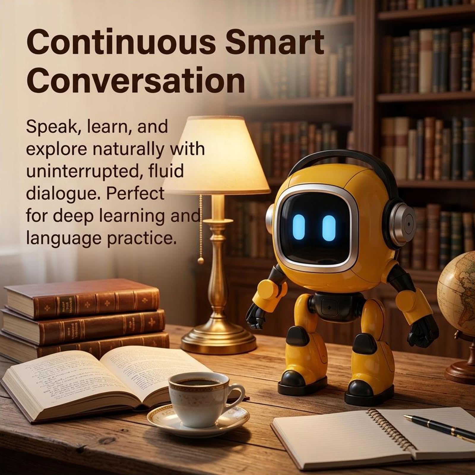 AI Smart Tutor Robot z 4 głównymi modelami AI i naturalną rozmową, 37 językami, opowieści, muzyka, pogoda, głośnik Bluetooth, interaktywne oświetlenie oczu towarzysz nauki w domu