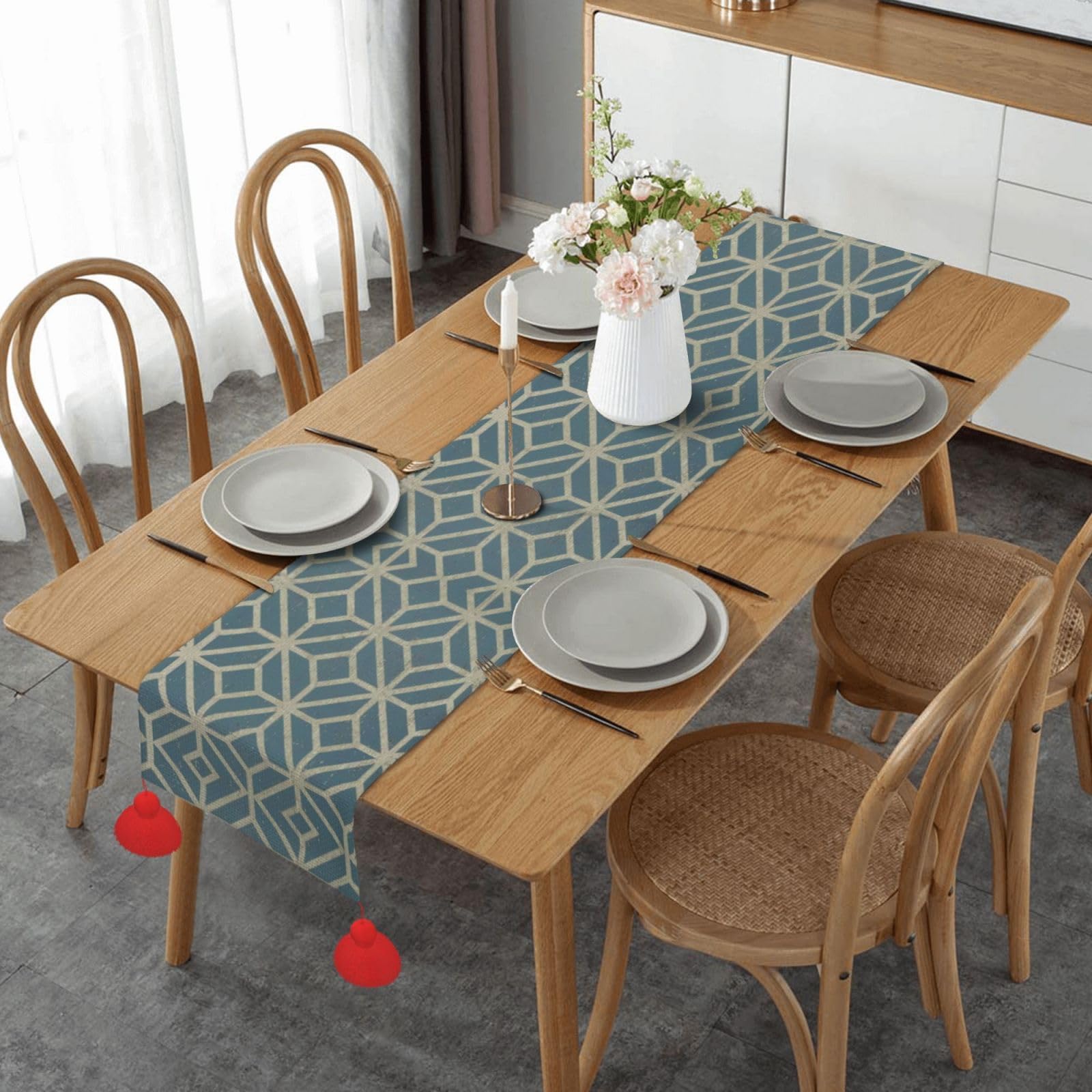 Chemin de table imprimé corail chic, décoration textile raffinée pour réception