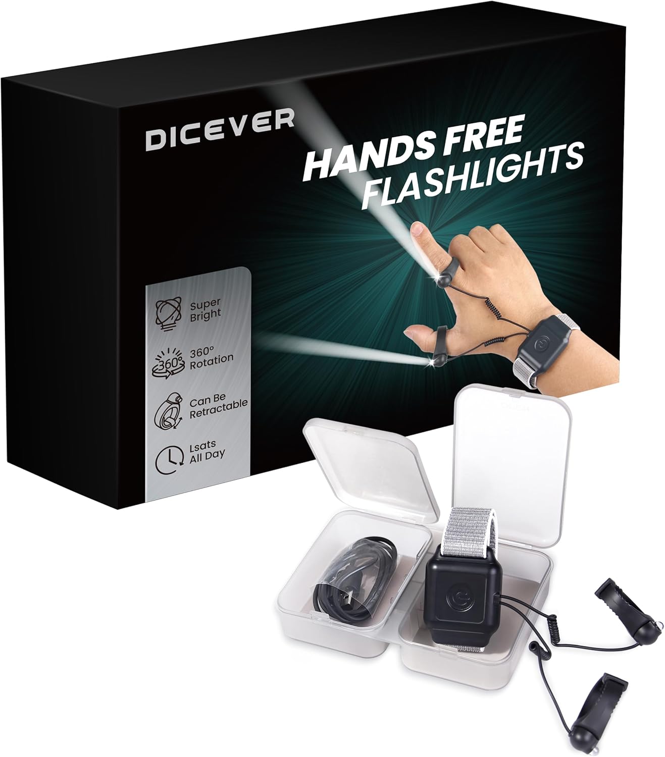 DICEVER Rechargeable LED Finger Flashlight Gloves, Fathers