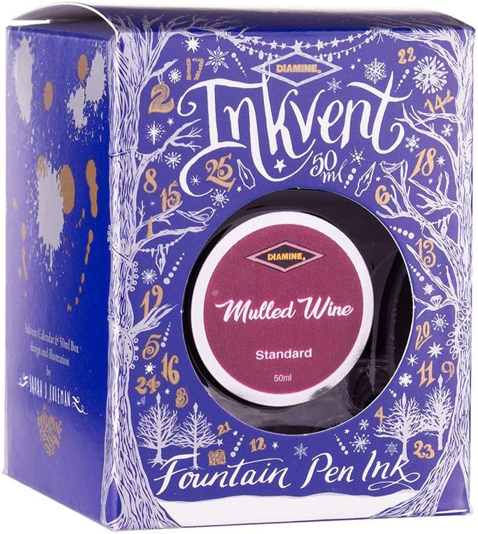 Diamine - Fountain Pen Ink, Mulled Wine, 50ml, Inkvent, Blue Edition