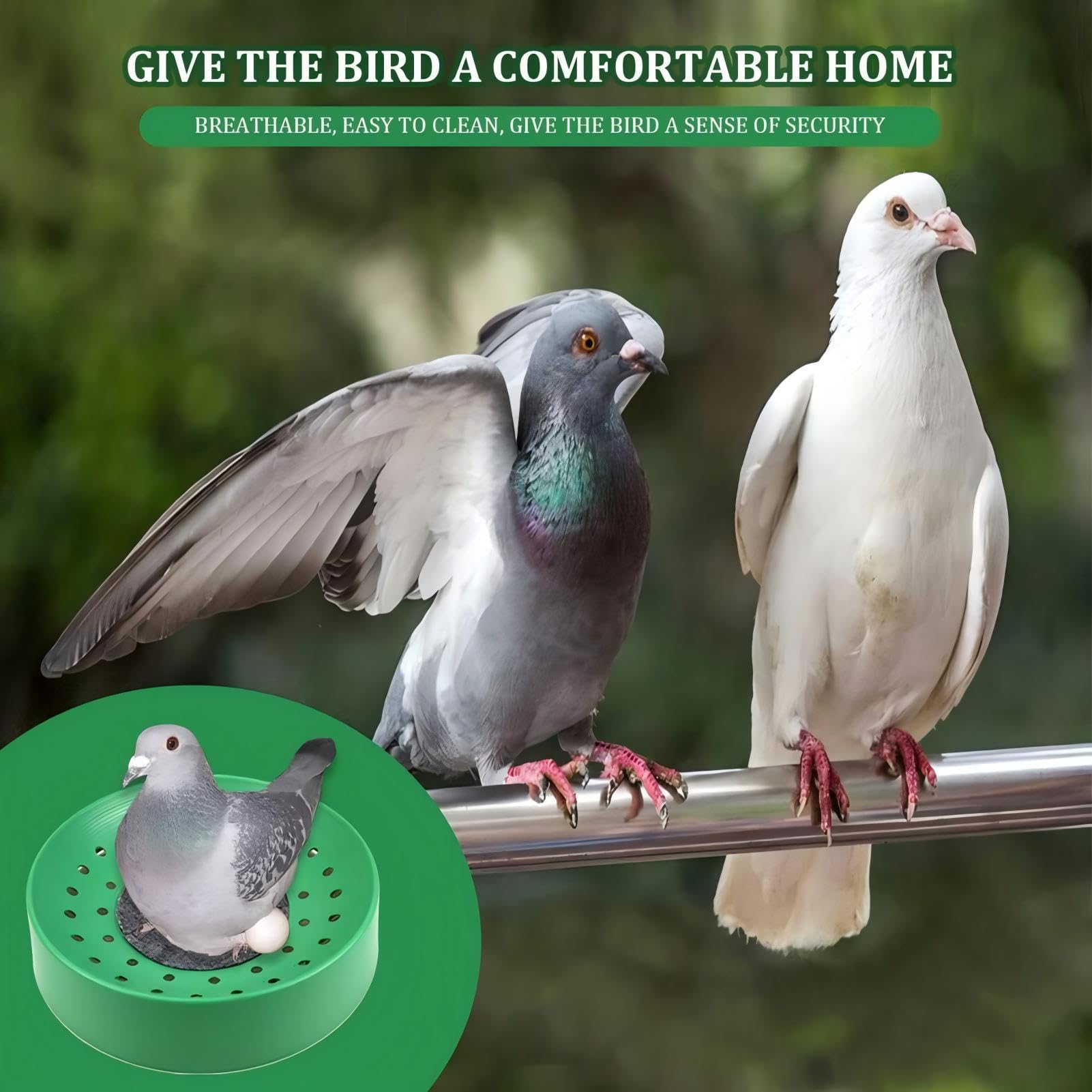 5 Pièces Nids d'oiseaux en Plastique Bol De Nidification d'oiseaux Bol D'élevage D'oeufs D'oiseau Respirant Nid D'élevage De Pigeons avec Tapis pour Colombes Cailles Et Petits Oiseaux