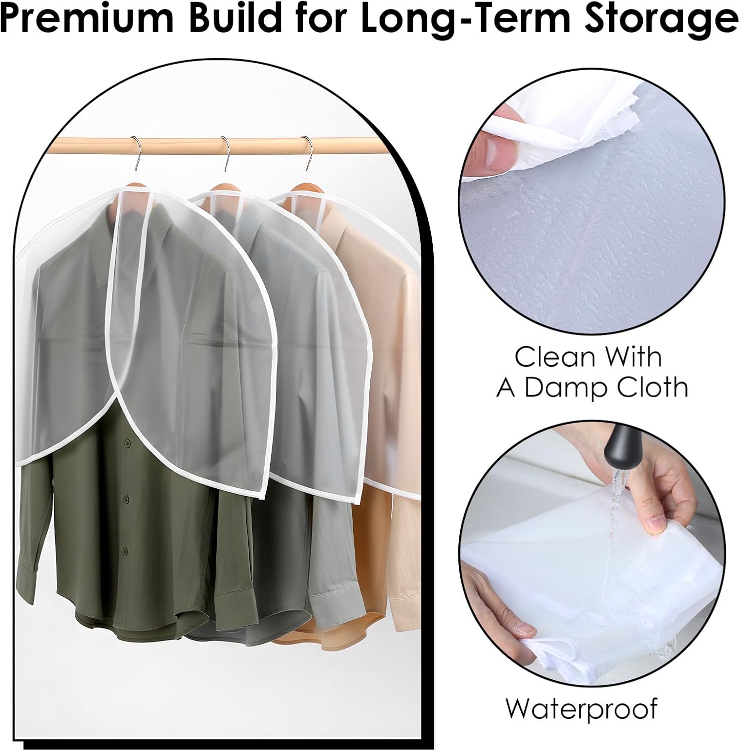 30 PCS Premium Garment Shoulder Covers – Heavy-Duty Translucent Dust Protectors for Suits, Coats, Dresses | 24.4" x 17.7" Closet Organizers with Reinforced Hanger Openings (PVC)