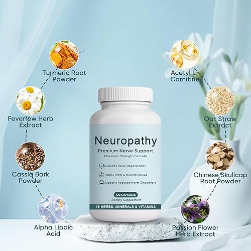 Miniatura 4 de Suplemento nervioso de apoyo a la neuropatía, fortalece los nervios en los dedos, manos, dedos de los pies y pies, con 600 mg de ácido alfa lipoico