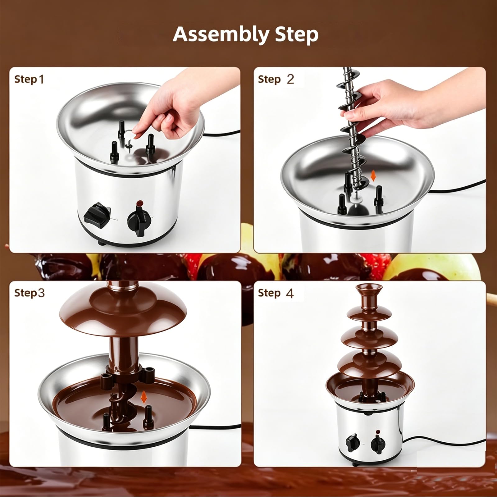 Máquina De Fuente De Chocolate De 4 Niveles, Juego De Fabricante De Fondue
