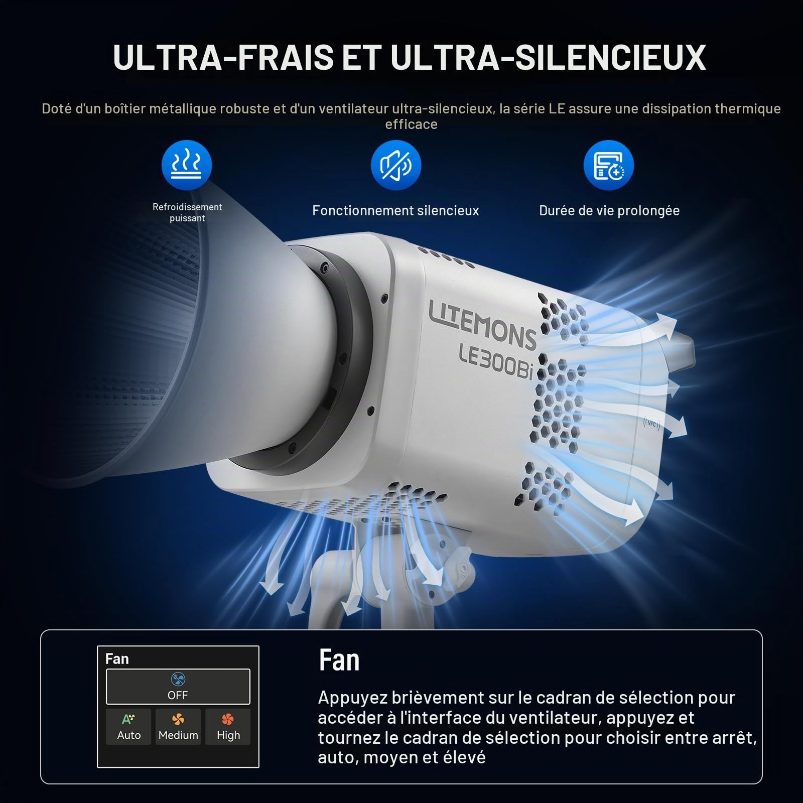 Godox Litemons LE300Bi LE300 Bi Éclairage Continu LED Video Light 320W 2800K~6500K 58900 Lux/1m TLCI/CRI≈98 Contrôle Bluetooth 11 Effets FX Monture Bowens Éclairage Vidéo pour Vlogging,Youtube(Blanc