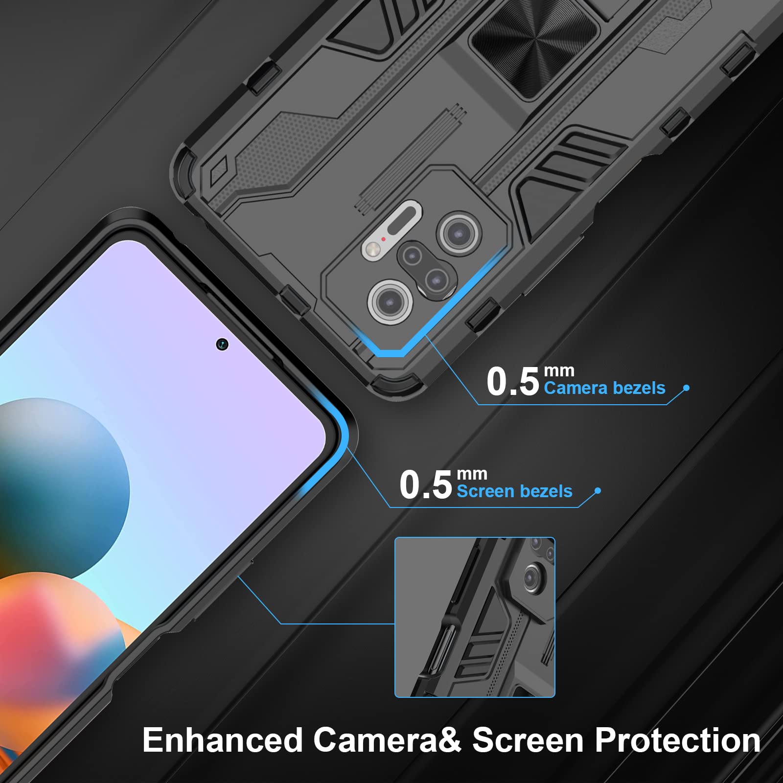 Funda para Xiaomi Redmi Note 15 Pro 5G, Carcasa Antigolpes con Soporte anular metálico, Case Protectora de Grado Militar, Azul — view 550