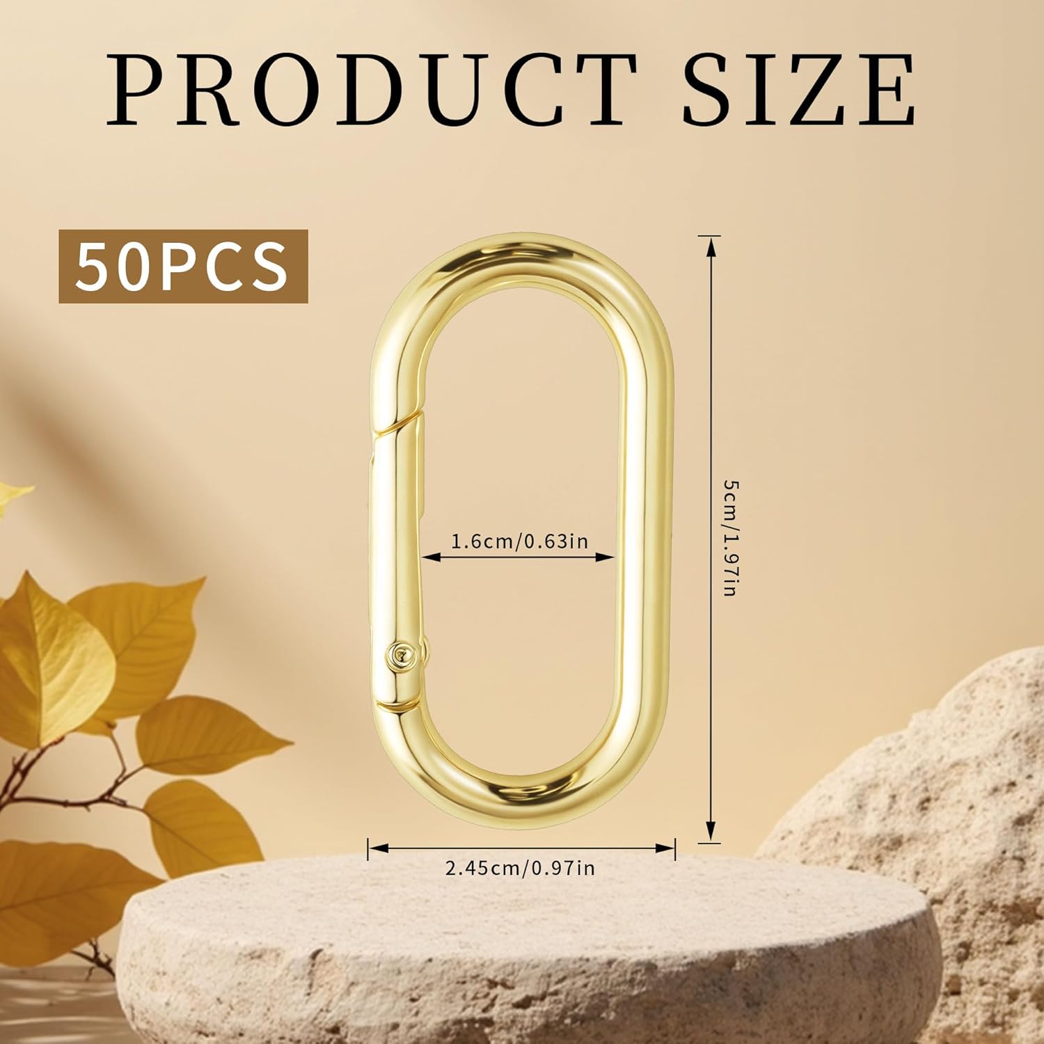 50Pcs Gold Oval Shape Carabiners Clip,Cute Carabiners Keychain Purse Clip, Heavy Duty Opening O Ring Carabiner for Keychains,Backpacks, Keys - Image 6