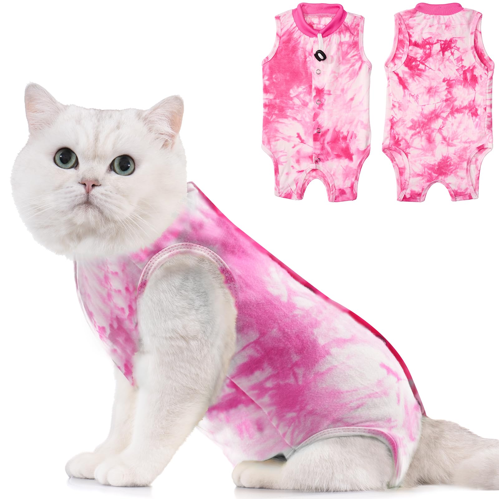 Avont Traje de Recuperación para Gatas Esterilizadas, Ropa Postoperatoria Protectora Antilamido, Chaleco para Cirugía y Heridas Abdominales (Rosa,S) — view 9