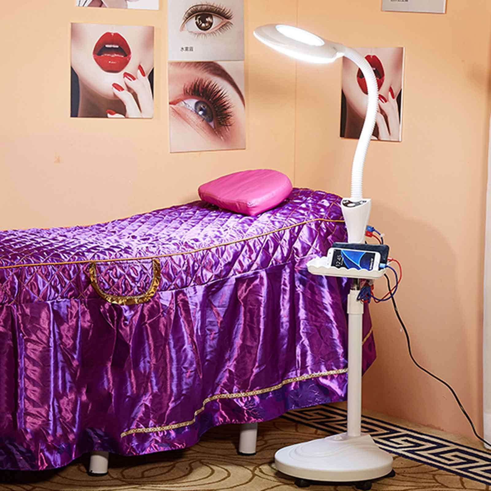 Aioneer 16X Lighted Mirror, Floor Stand Led Lamp Stand Magnifier Lamp Adjustable Beauty Light Beauty Salon Tattoo Nail Skin,Shadowless Lamp Magnifier