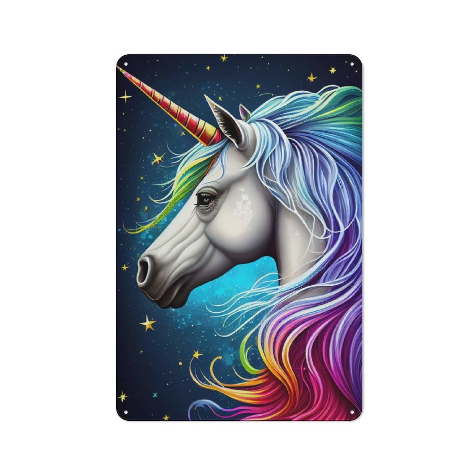 Junmoney Unicorn Rainbow Metal Sign 30X20cm With For Workshop Wall, Rustic Decor, For Garage, Workshop And Man Cave Decoration