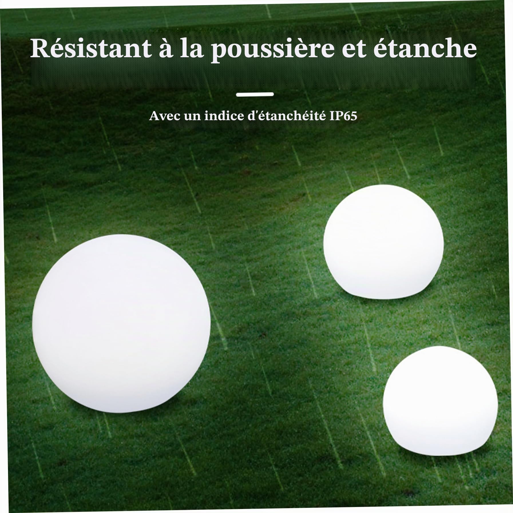 Boule lumineuse solaire d'extérieur, 16 couleurs, rechargeable, télécommande, globe, lampe de jardin, résistante aux chocs, étanche, veilleuse pour pelouse, terrasse, étang, 20 cm de diamètre. Bo