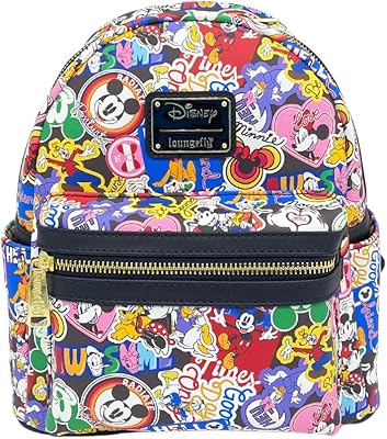 Exclusive Disney Stickers All Over Print Double Strap Shoulder Bag