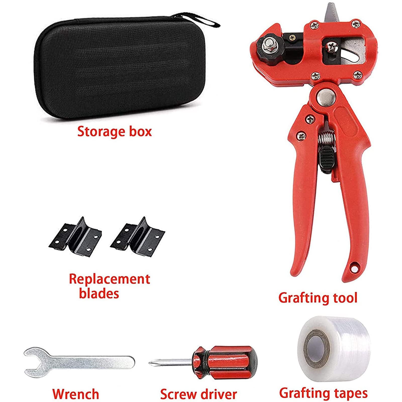 Forbici da Innesto Professionale, Giardinaggio Forbice da Innesto Kit Innestatrice Taglio, Utensili da Innesto con 3 Lame di Ricambio, Albero Frutto di Taglio per Potatura E Utensile Innesto