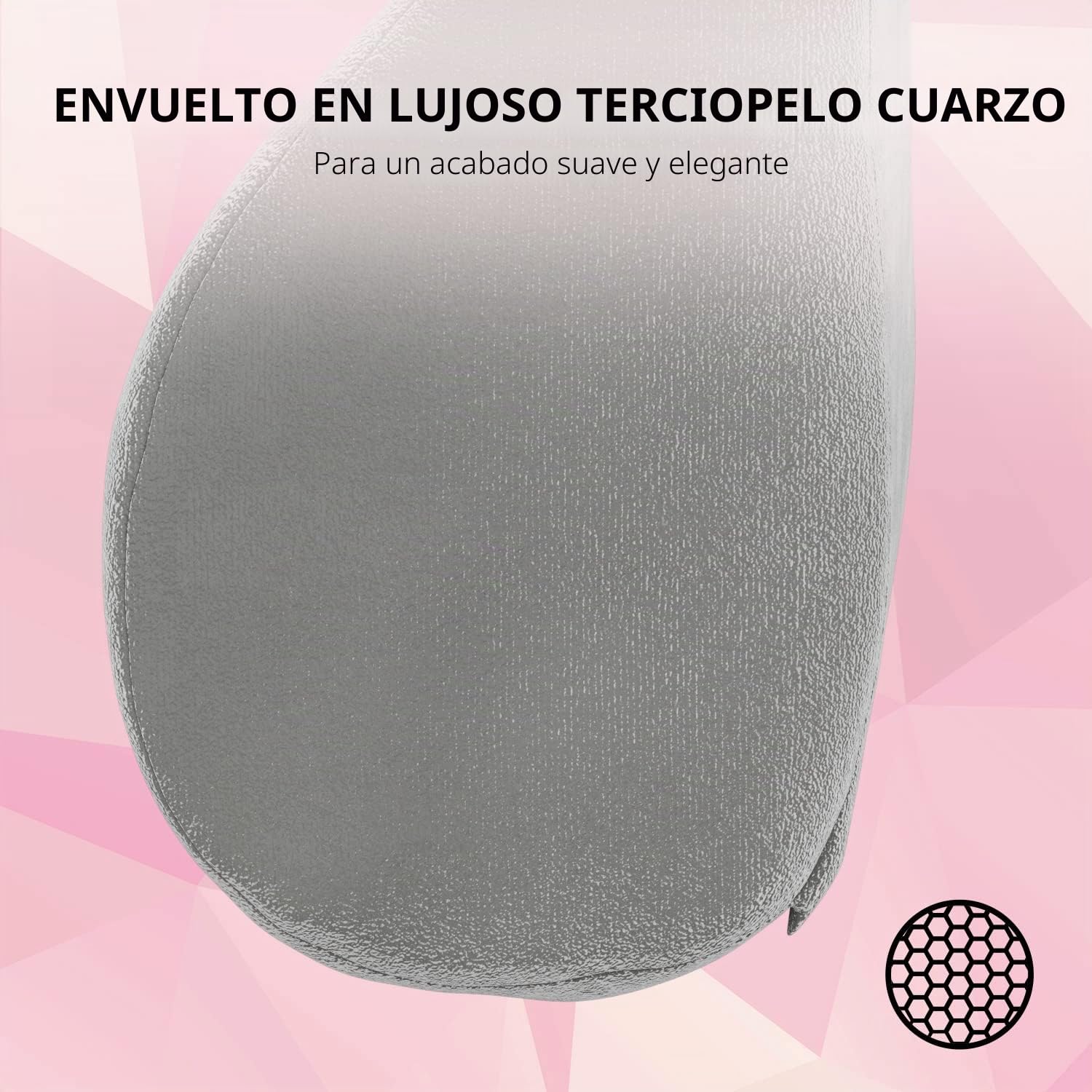Razer Cojín de cabeza Soporte para cuello y cabeza para sillas de juego: diseño ergonómico, relleno de espuma viscoelástica, envuelto en terciopelo rosa de felpa - Cuarzo | Diseño ergonómico, acolchado de espuma viscoelástica, envuelto en terciopelo rosa