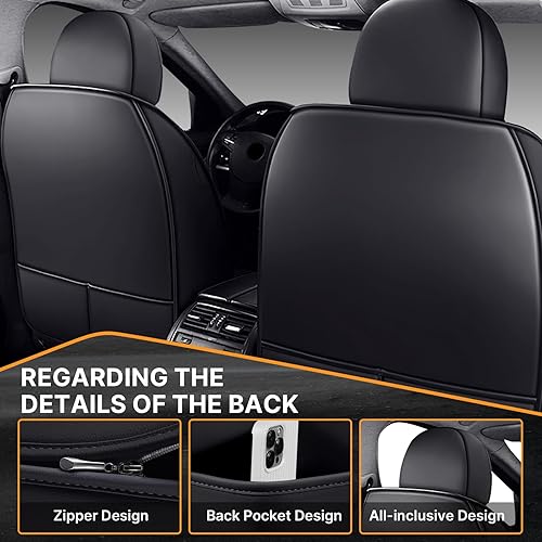 Miniatura 4 de Fundas de asiento delantero para Subaru Outback 2000-2025, protección de banco frontal 3D compatible con bolsa de aire lateral, línea negra y negra