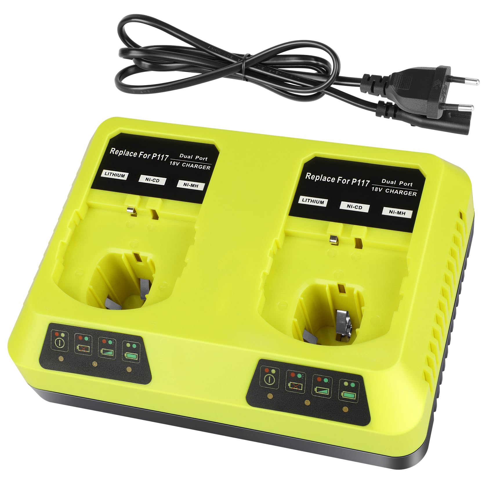 KUNLUN P117 - Cargador para Ryobi 18 V, batería de repuesto para Ryobi One+ P108 P107 P104 P105 P102 P103 P117 batería Li-ION/Nih