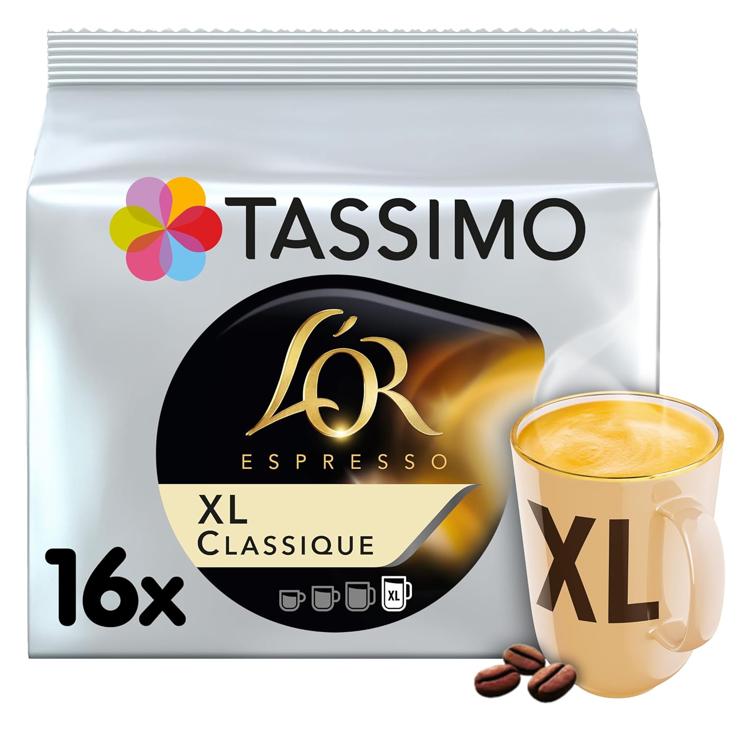 Tassimo L'Or XL Classique, Coffee, Coffee Capsule, Ground Roasted Coffee, 16 capsule