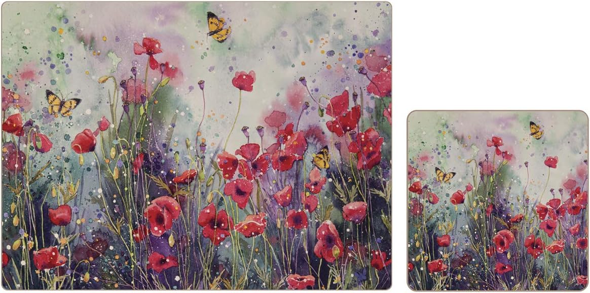 iStyle Poppy Field Placemats and Coasters Red Amazon.co.uk Home & Kitchen