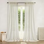 Semi Sheer Curtains 102 Inch Long - 2 Panels Faux Linen Drapes for Bedroom Living Room, Light Filtering, Privacy Protection, Rod Pocket & Back Tab, Each 52" W x 102" L-Natural
