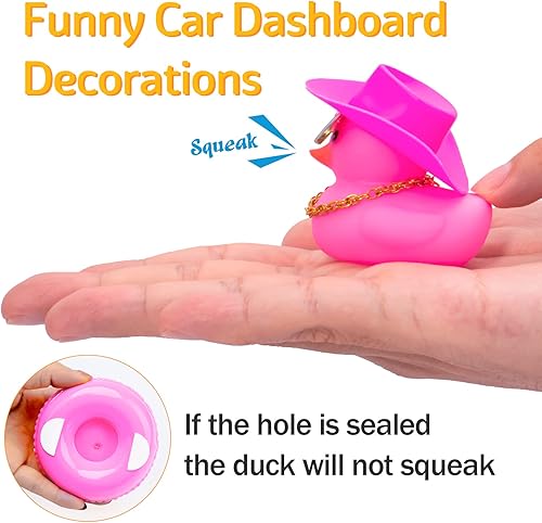 Miniatura 4 de Wonuu Decoración de tablero de instrumentos de pato para automóvil, pato de goma con anillo de natación, gafas de sol, sombrero y collar, azul y