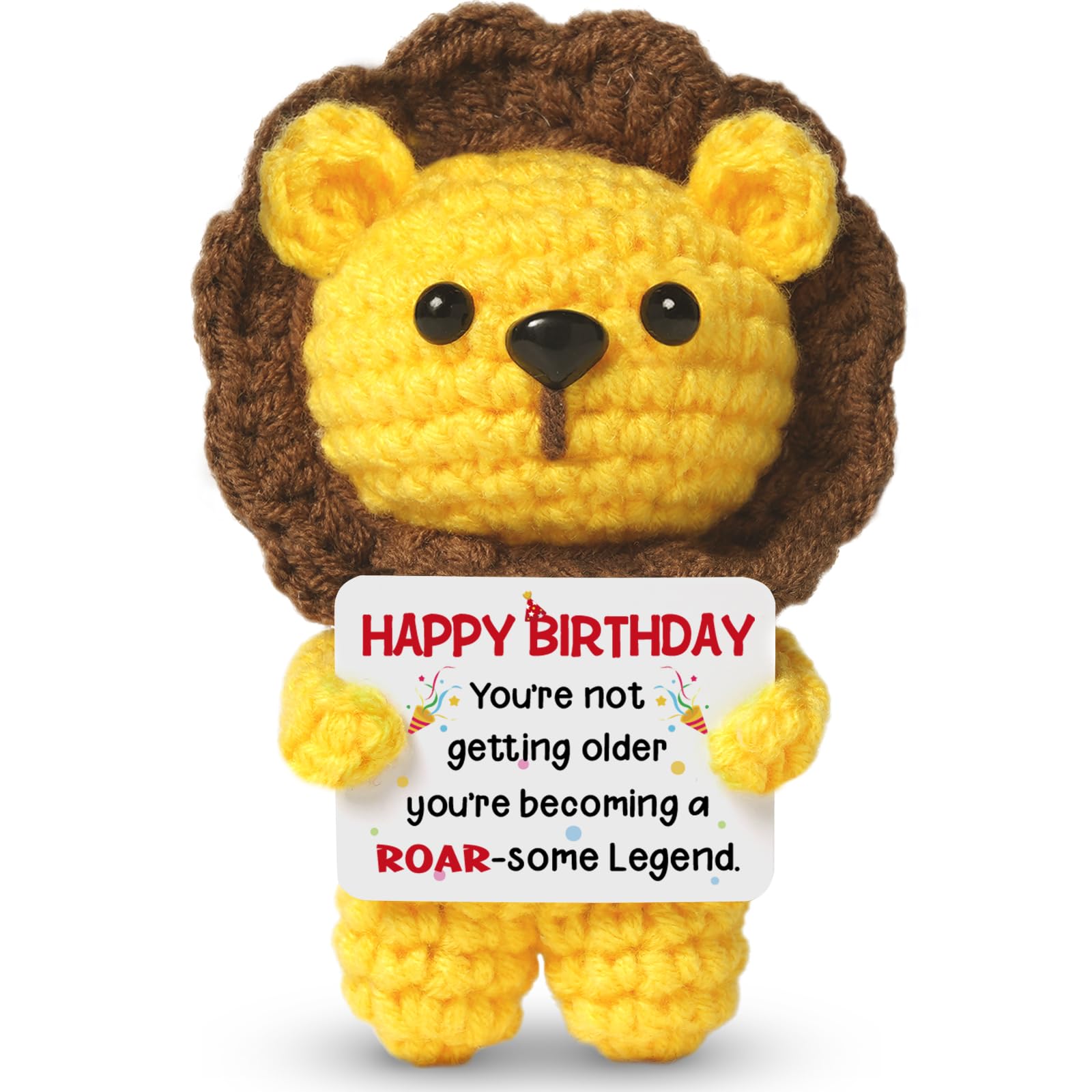 Sayregifty Birthday Gifts for Women, Handmade Crochet Lion Unique Positive Crochet Animals, Cute Decorative Keepsake Birthday Gifts for Women Men Mom Dad Sister Friends Coworker — image 1