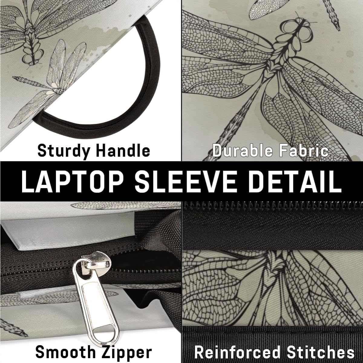 Dragonfly Laptop Sleeve 17 Inch Durable Waterproofing with Handle Portable Laptop Case Compatible with Asus HP Dell Lenovo Notebooks