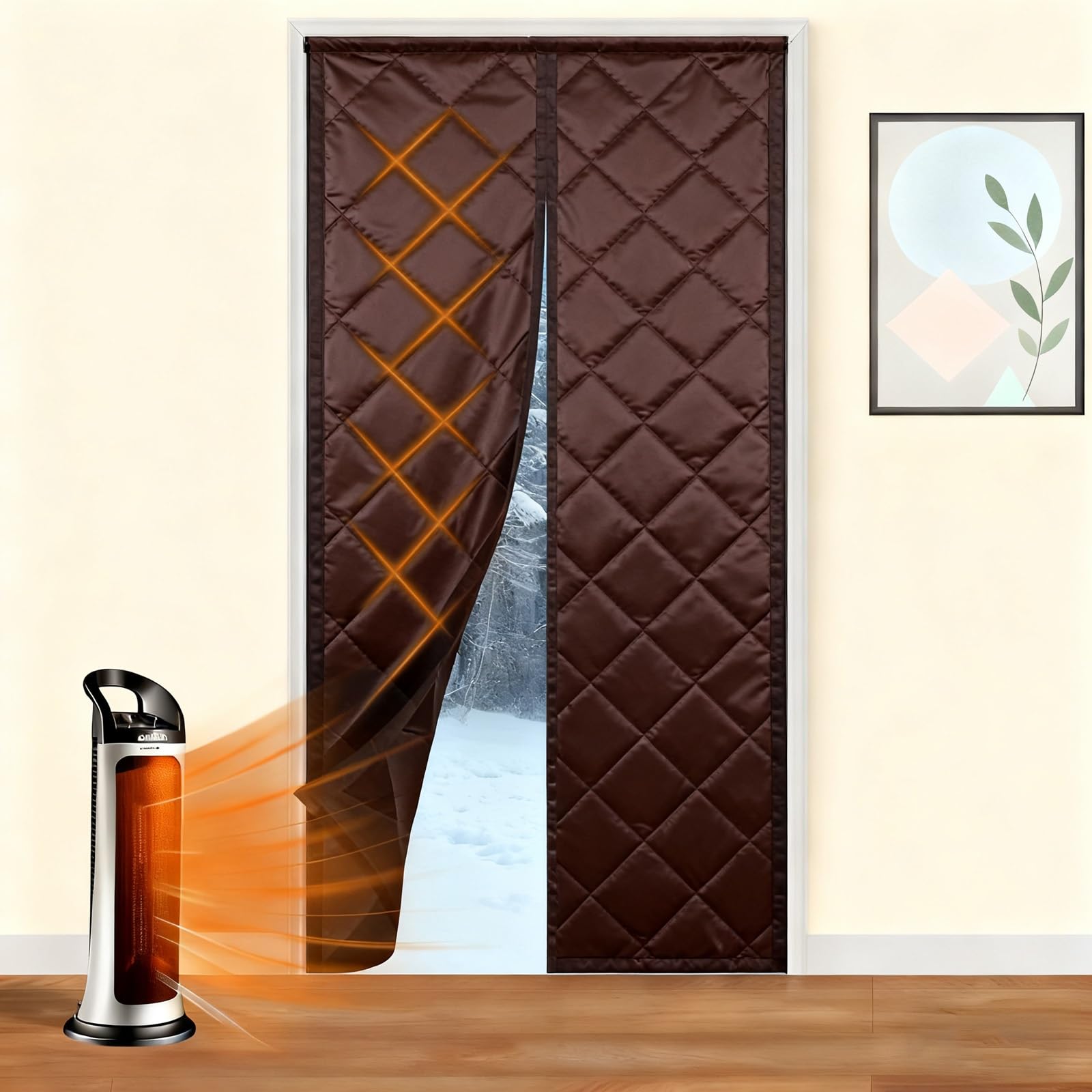 Rideau thermique pour portes de cave et terrasses d'hiver brun 95x200