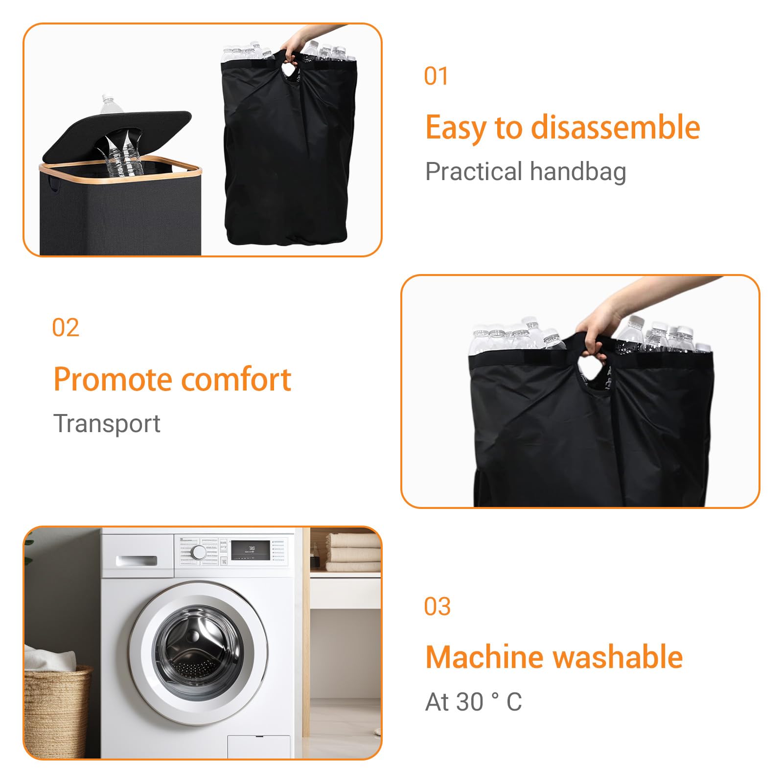 Conservazione Delle Bottiglie con Coperchio 110L,Contenitore per Bottiglie con 2 Borsa Interna Rimovibile,Contenitore Raccolta Bottiglie Deposito per Bottiglia e Bottiglie di Plastica, Nero