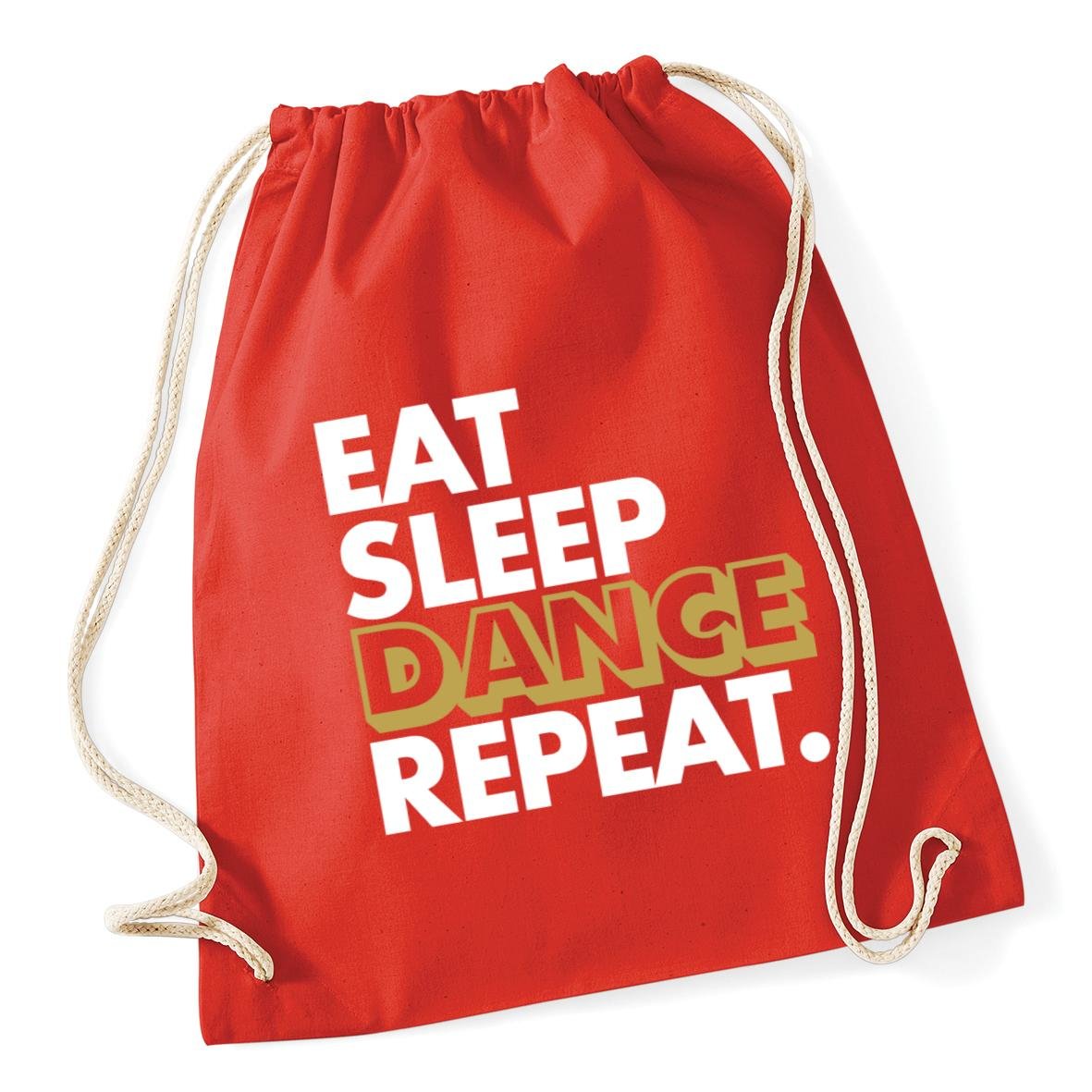 Hippowarehouse Eat Sleep Dance Repeat Drawstring Cotton School Gym Kid Bag Sack 37cm x 46cm, 12 litres