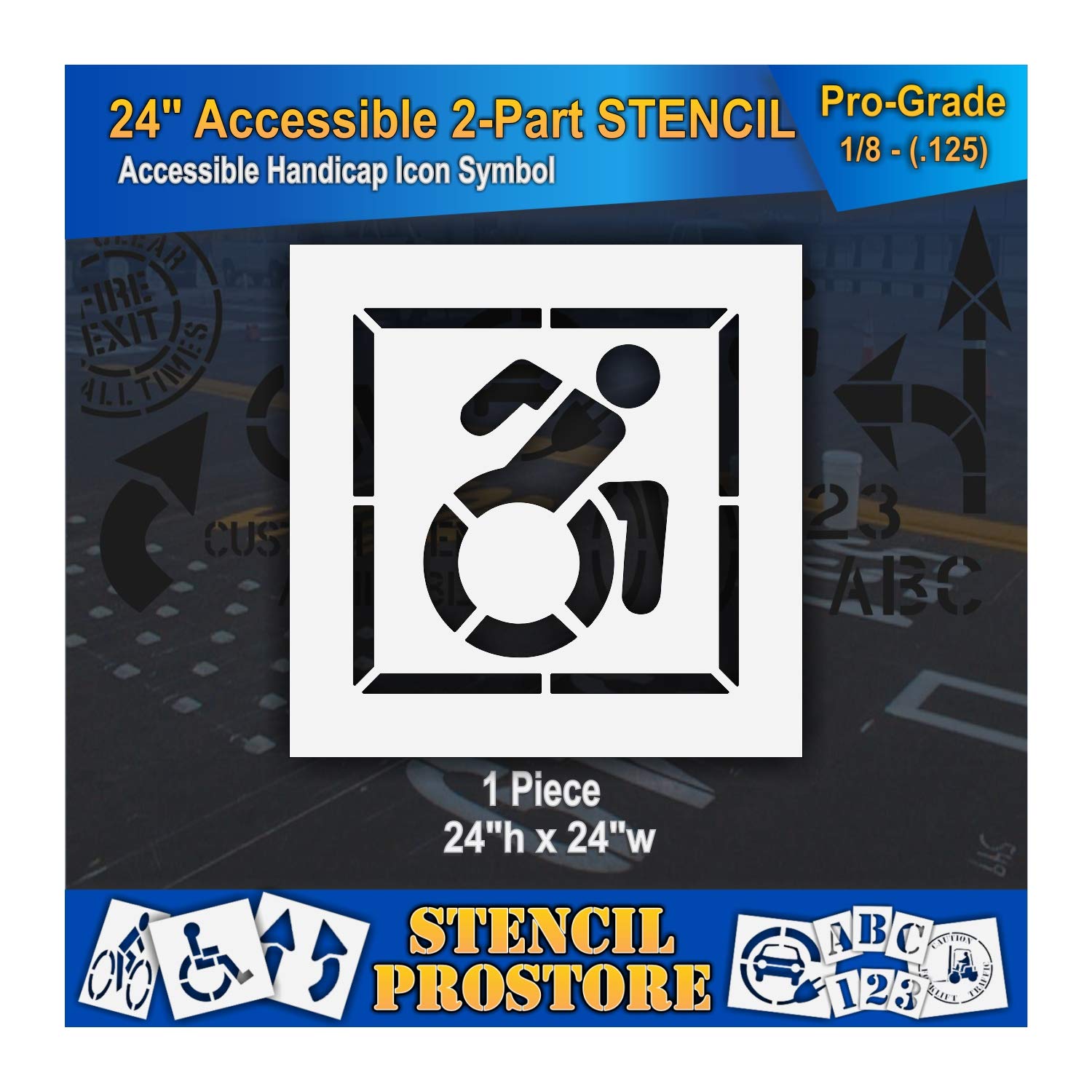 Pavement Stencils - 24 in - Accessible Icon Symbol Stencil with Border - 24'' x 24'' x 1/8" (128 mil) - Pro-Grade