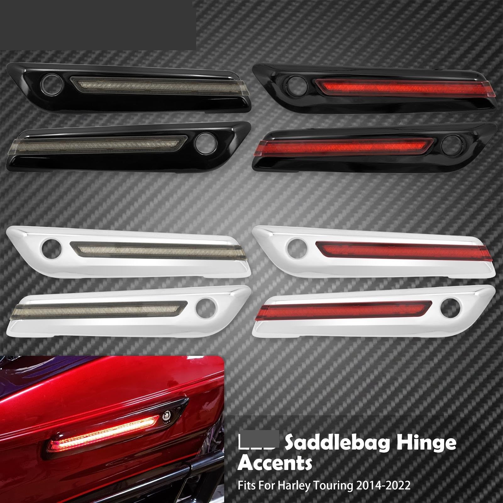 Luce Freno Posteriore LED Per Moto Harley Touring 2014-2023 – Con Indicatori Di Direzione Ambra E Luce Di Posizione Rossa