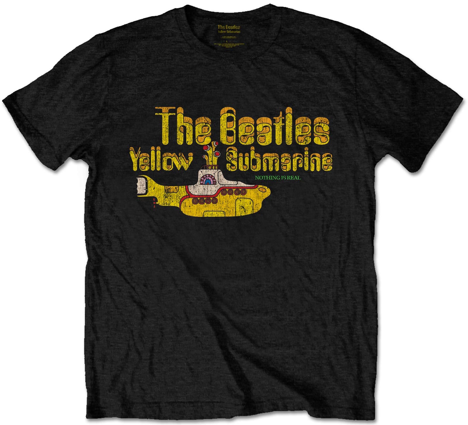 The Beatles Men's Black 'Yellow Submarine Nothing Is Real' T-Shirt (Extra Large)