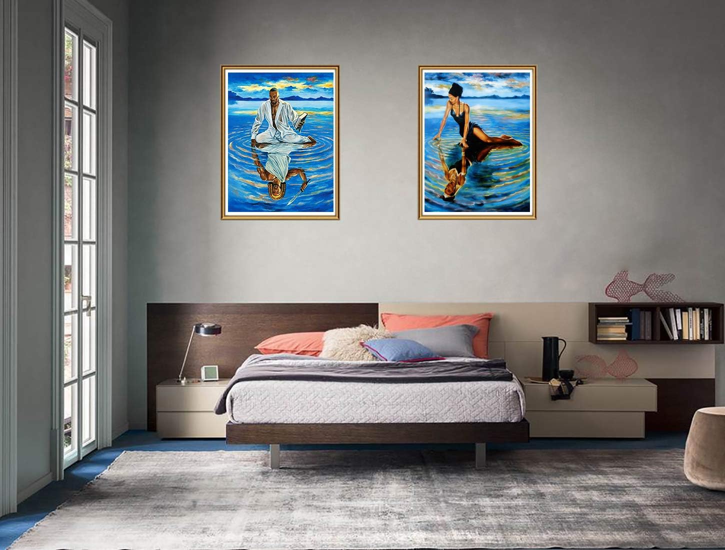 Ginfonr 2 Pack 5D Diamond Painting Man and Women on The Lake by Number Kits - Image 5