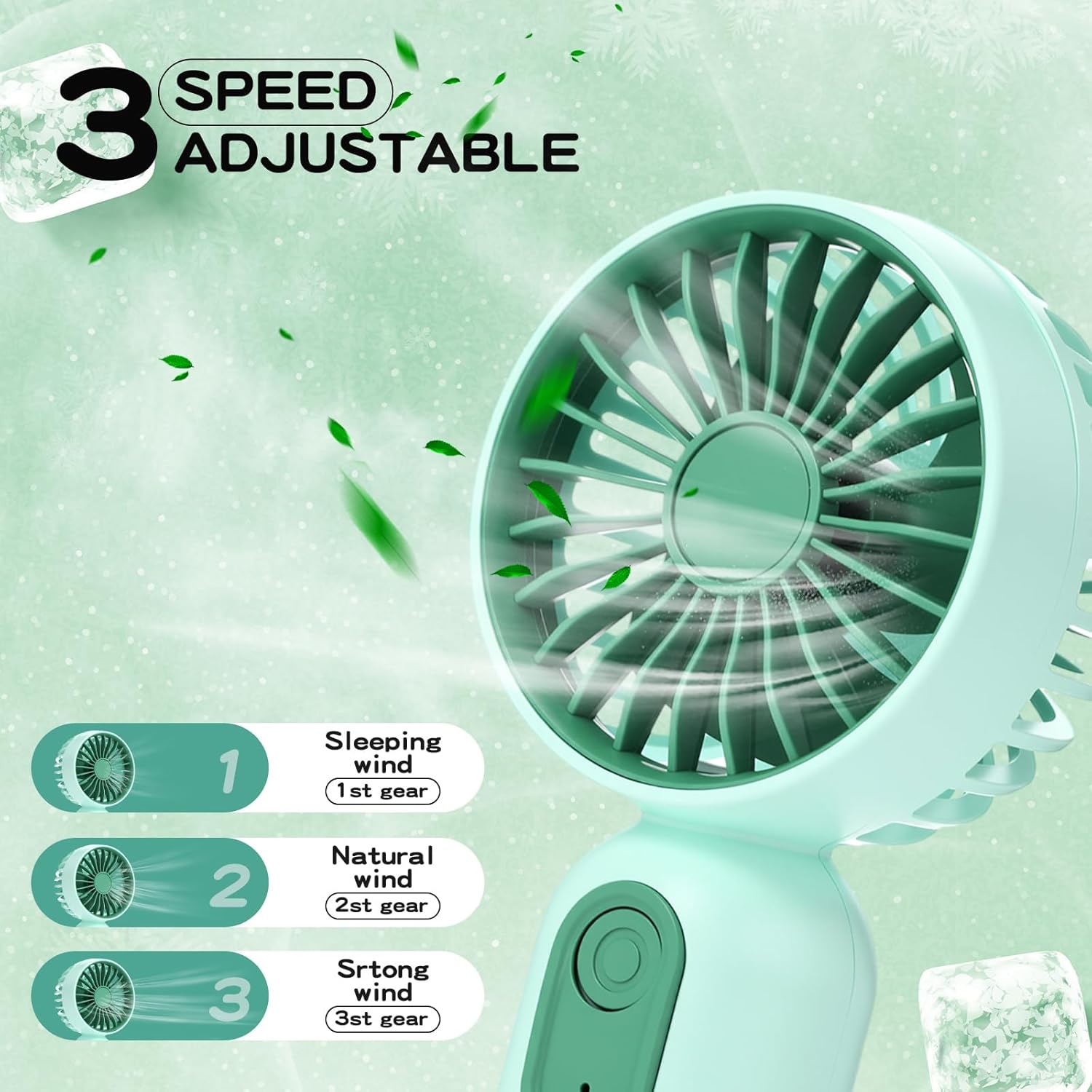 Rossesay 36 Pcs Mini Portable Fan Bulk Cute Handheld Lightweight Small Little Personal Hand Eyelash Fan 3 Speeds USB Rechargeable for Women Men Indoor Outdoor Makeup Travel (Green)