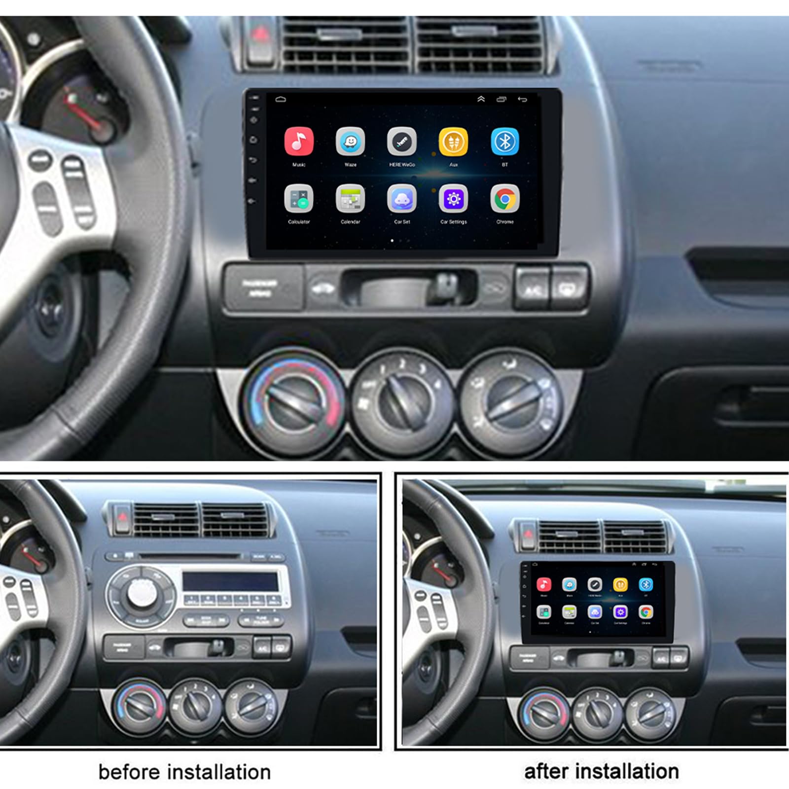 EZoneTronics Carplay Radio Android Radio de Coche para Honda Fit 2004-2007 / Honda Jazz 2001-2006 con Pantalla táctil de 9 Pulgadas de Navegación GPS Bluetooth USB WiFi SWC FM/RDS 2G RAM + 32G ROM