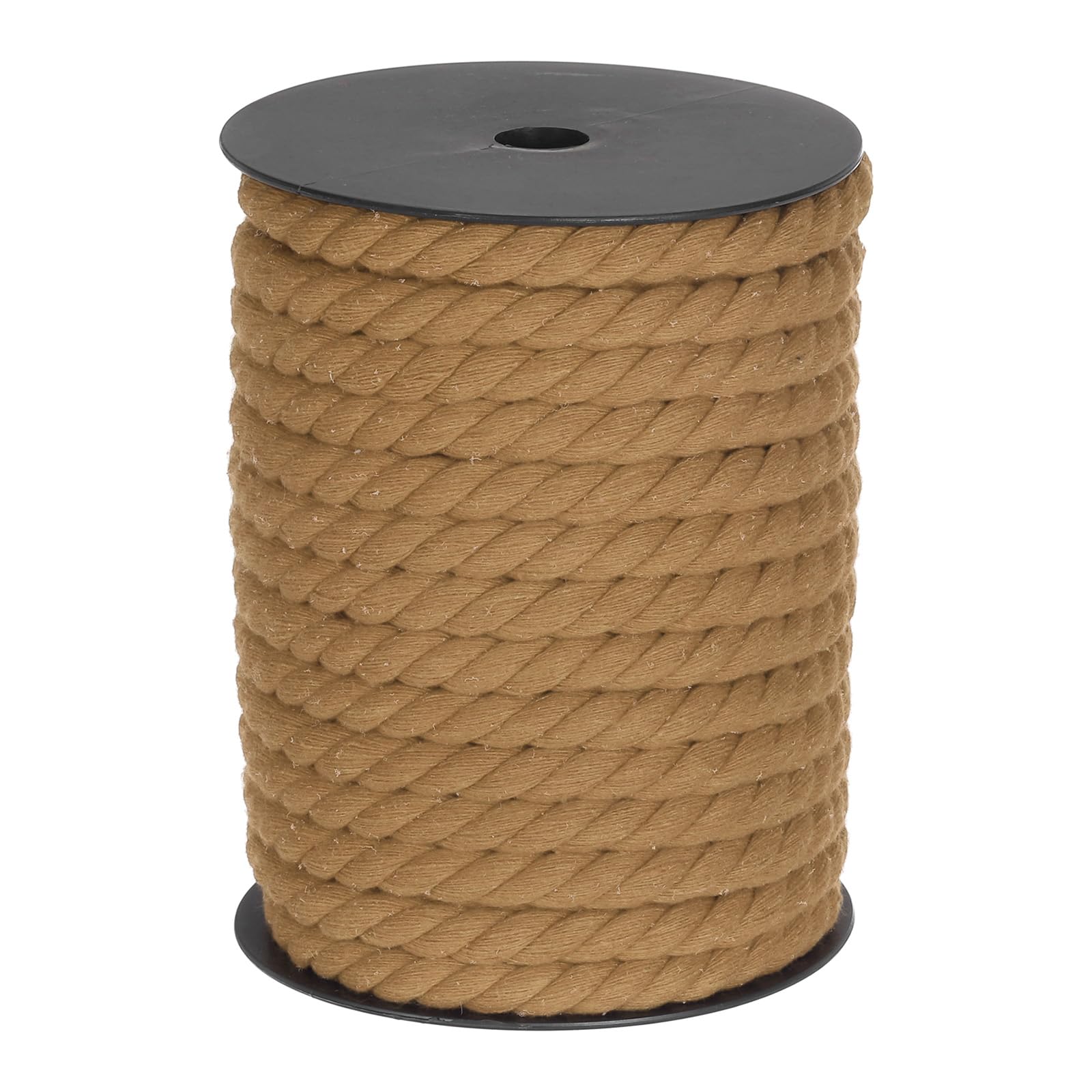 MECCANIXITY Cotton Rope 3 Strand Twisted Braided Rope Cord, Brown 10mm x 75ft Craft Rope Cord Cotton for Wall Hanging, Plant Hanger, Knitting, Macrame Knotting