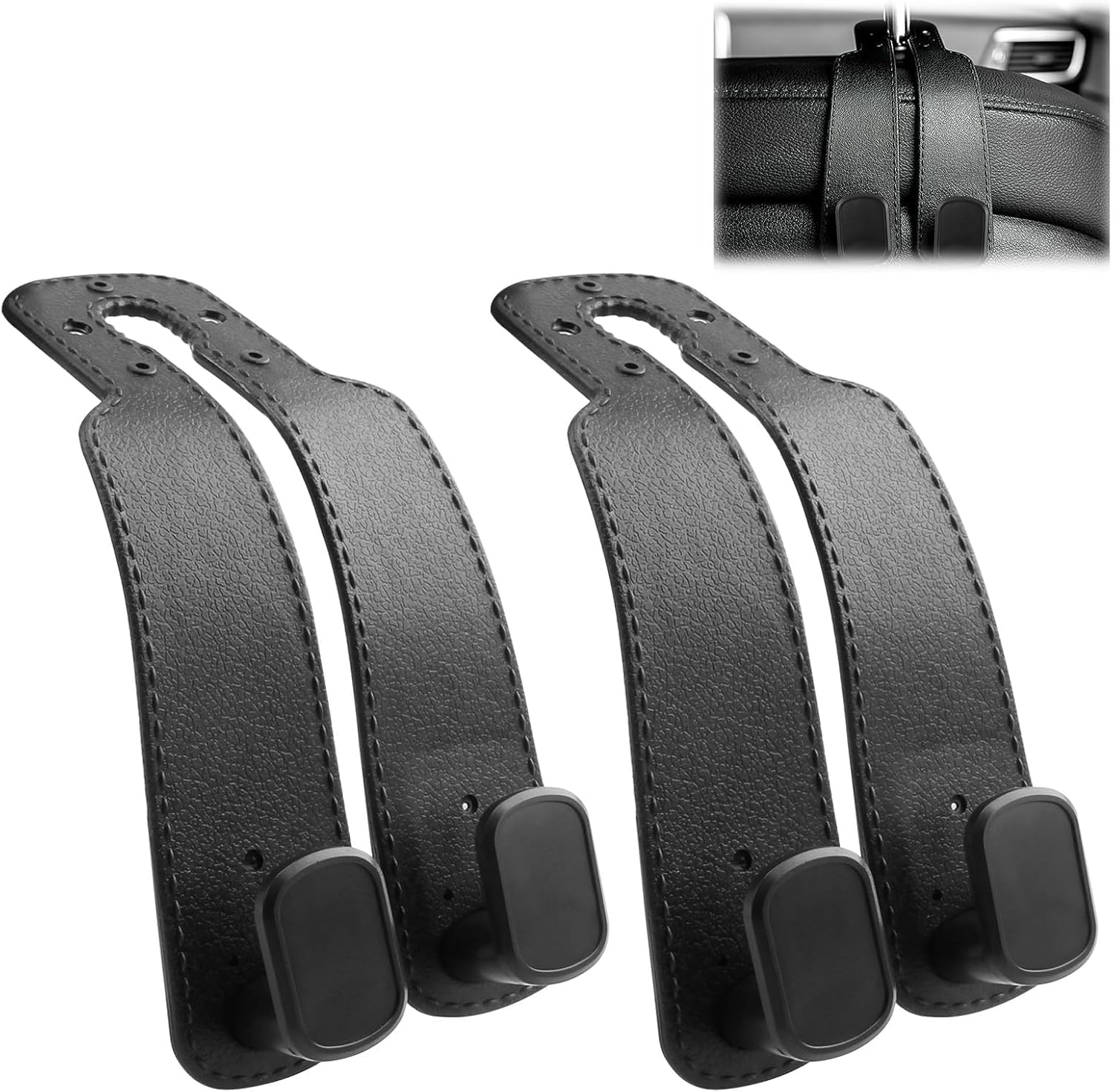 CWMBJD 2 Pack Car Storage Hooks for Mercedes Benz V Class V220d V250d V300d, Back Seat Headrest Hanger Car Seat Back Double Leather Seat Organiser Hooks