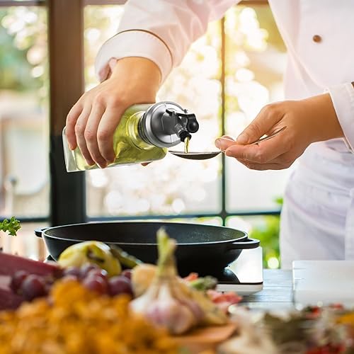 Miniatura 7 de Uiifan Juego de 10 dispensadores de botellas de aceite de oliva de 8 onzas, dispensador de aceite y vinagre, recipiente de vidrio con 10 boquillas