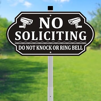 No Soliciting Sign for House, No Soliciting Signs for Front Door, Heavy Duty Aluminum Yard Signs with 28-Inch Stake UV Protected Weather Resistant and Easy Install for Lawns Garden14x7 inches Black, 14 x 7 inches no soliciting sign for house