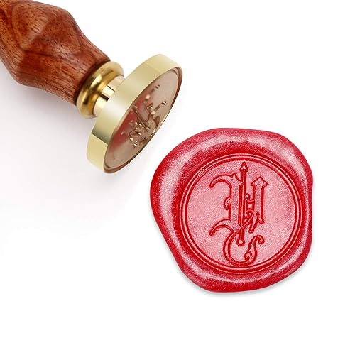 Mceal Sello de cera, sello de latón con mango de madera, letra victoriana B