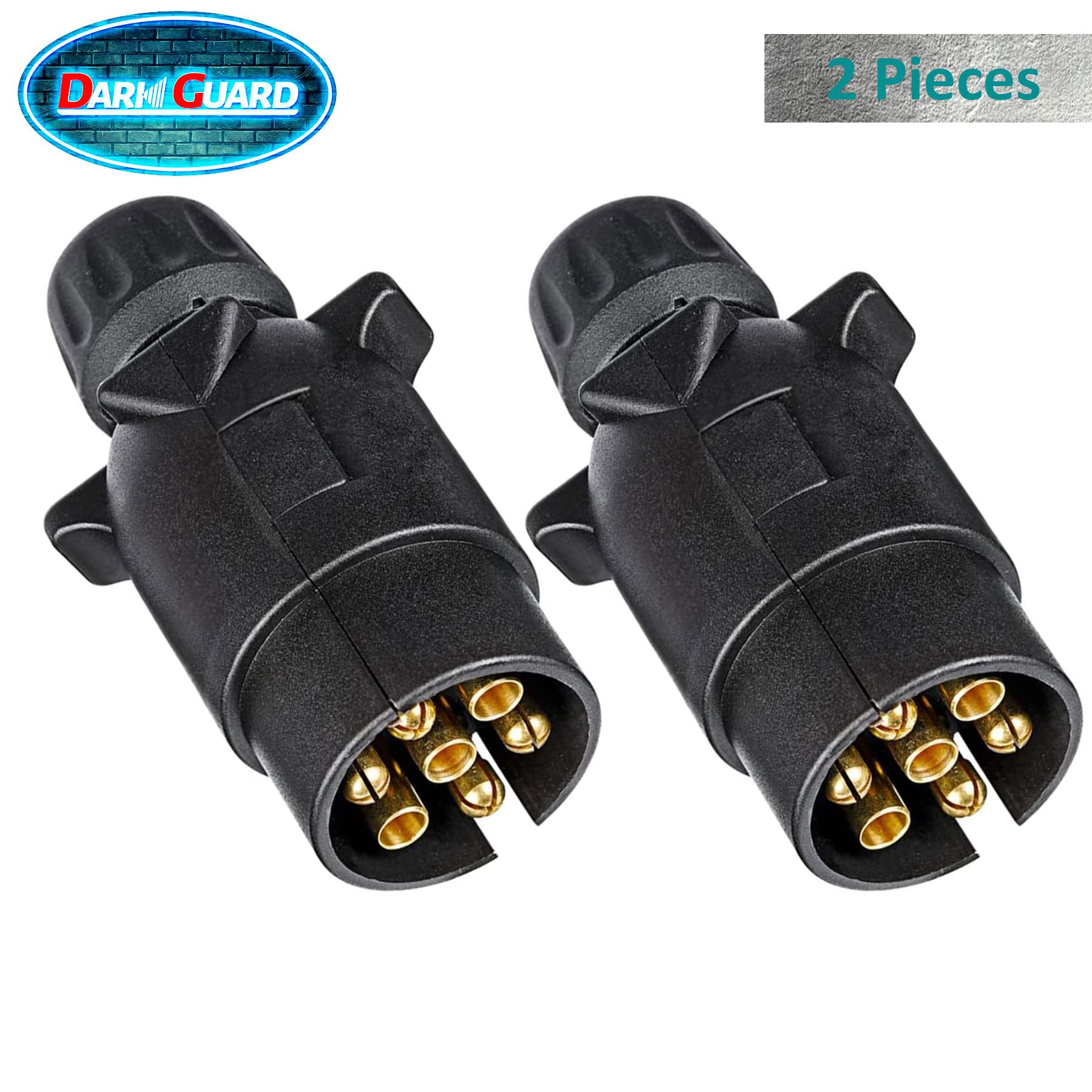 2 Pezzi Spina 7Poli Rimorchio 12v,Spina 7Poli per Macchine Agricole, ISO1724,Impermeabile,Presa 7Poli 12v Maschio, Spina 7Poli per Rimorchio Trattori Portabici Auto RV (DG7PS-2)
