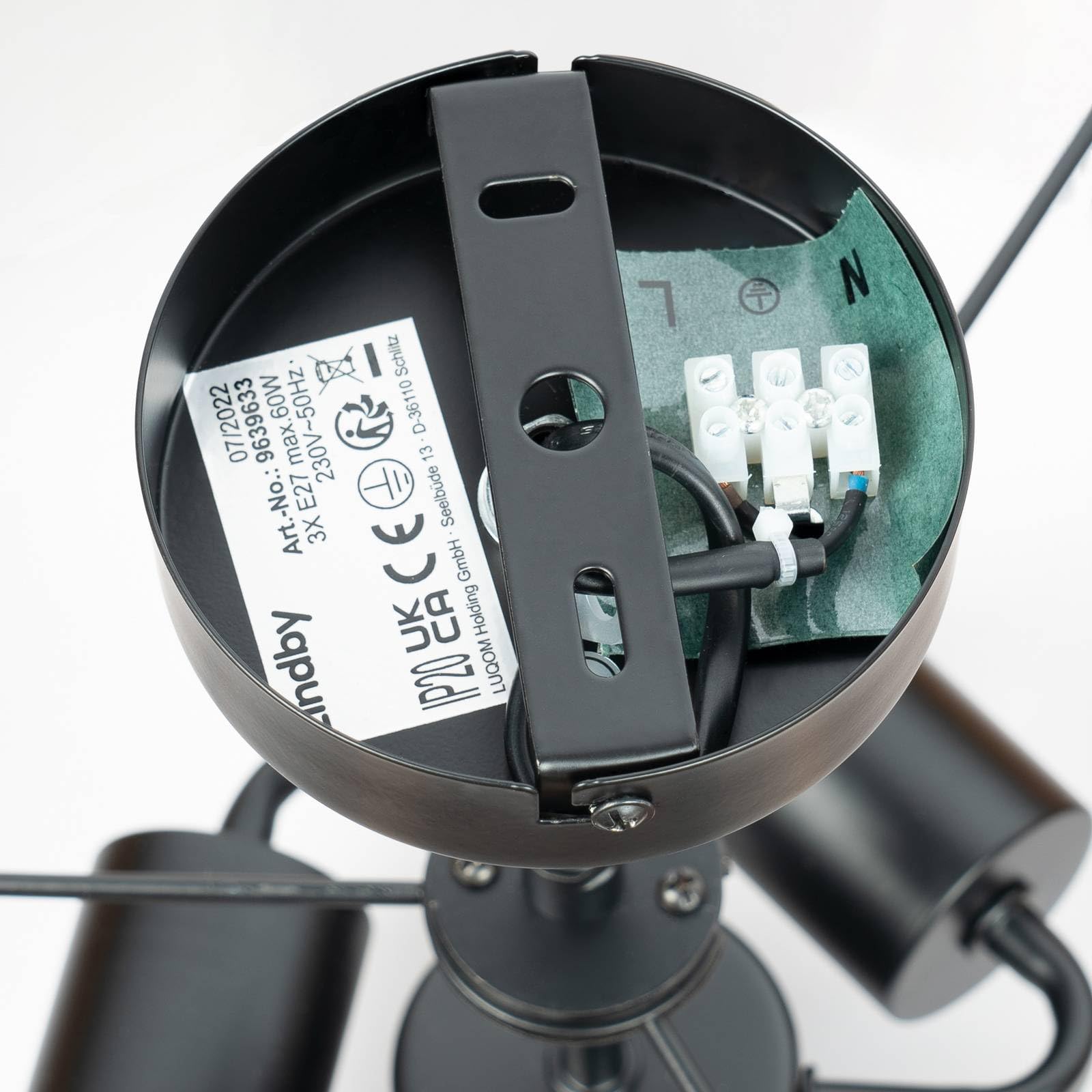 Lindby Deckenlampe Jusari (Modern) in Schwarz aus Textil (3 flammig, E27) - Deckenleuchte Lampe Wohnzimmerleuchte