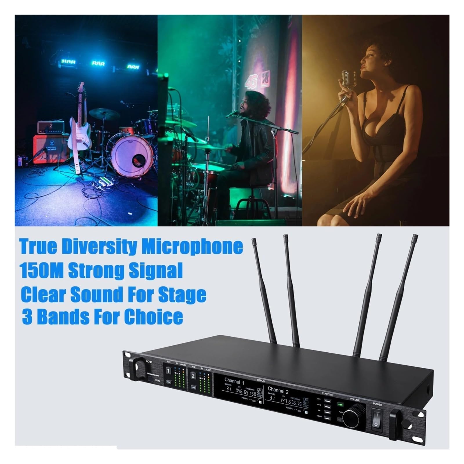 Profesjonalny Mikrofon Bezprzewodowy 500/600/900MHz System Radiowy Mikrofon Magazynowy Scena Kościół Ślub(Chrome 500Mhz)
