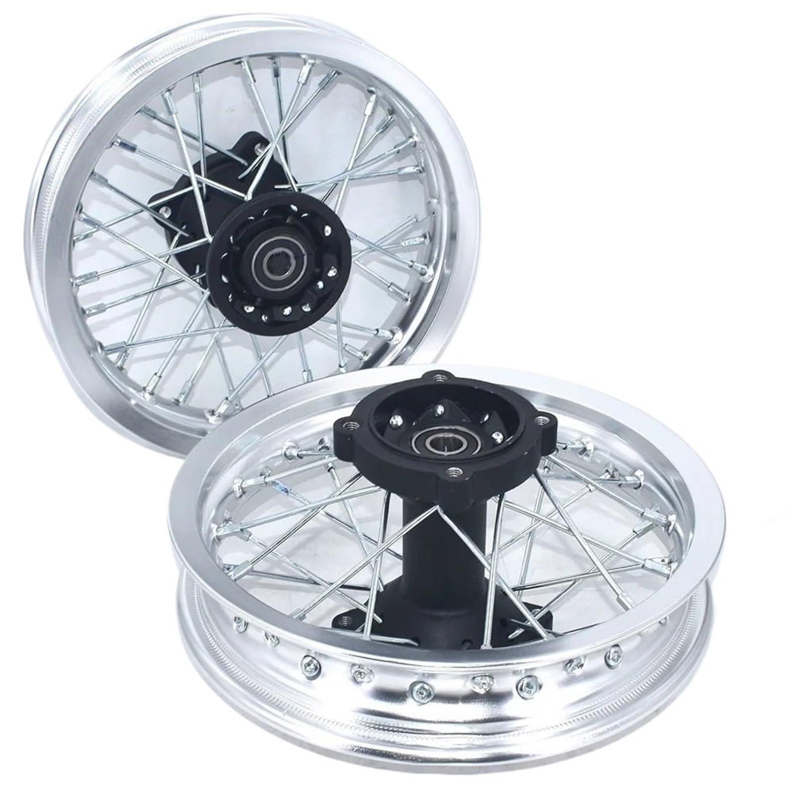 Piasty kół motocyklowych Pasuje do CRF50 XR50 70 przednich 1,60-10 cali tylnych 10-calowych aluminiowych felg aluminiowych czarna piasta Piasta(Silver 12mm Axle)