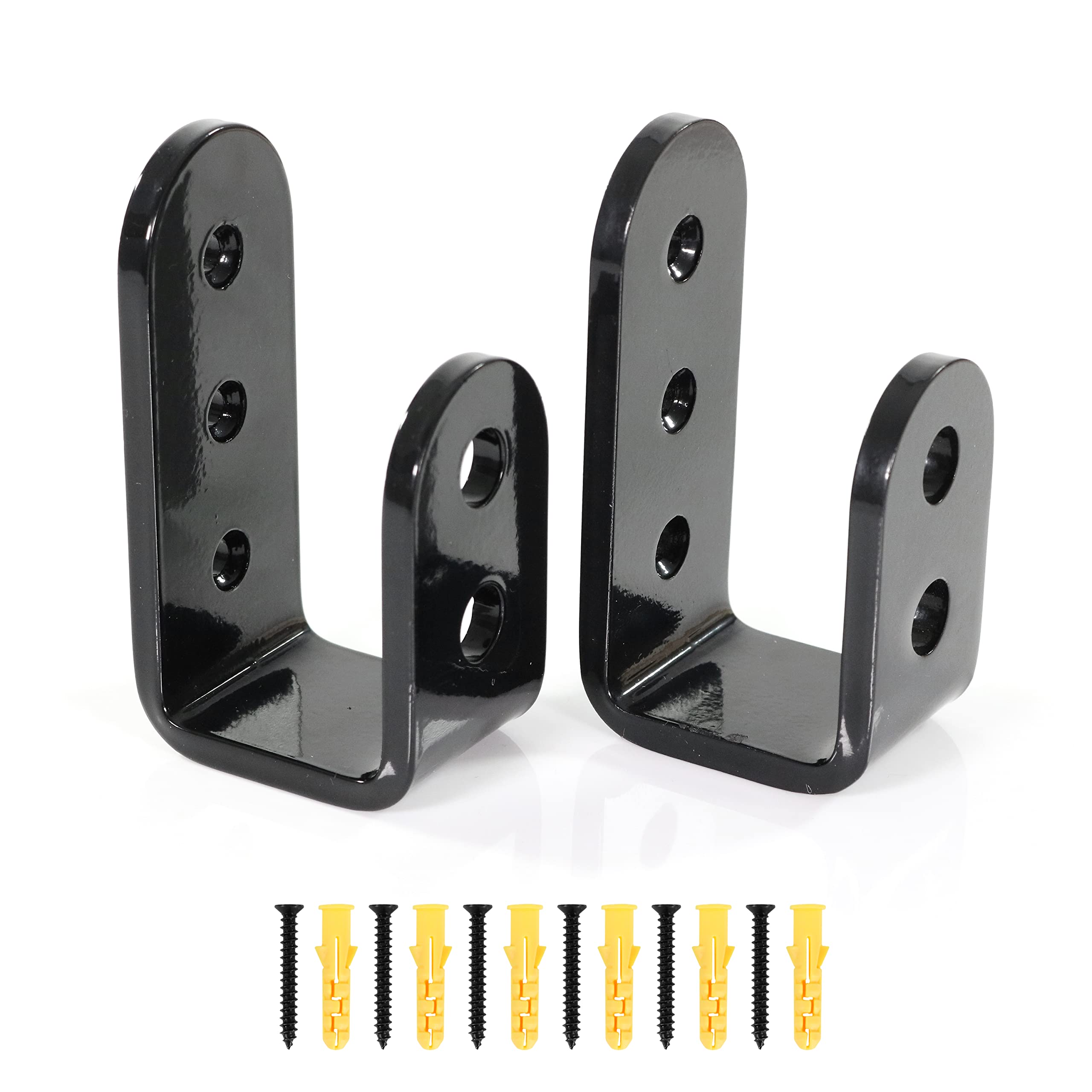 2 x 4 Heavy Duty Door Barricade Brackets (2pcs) Robust U Shaped, Durable Steel Drop Bar Holder for Reinforced Door Jamming | Ideal for Home, Garage, Shed, and Gate Security, with fixings - CLEAR HUKU
